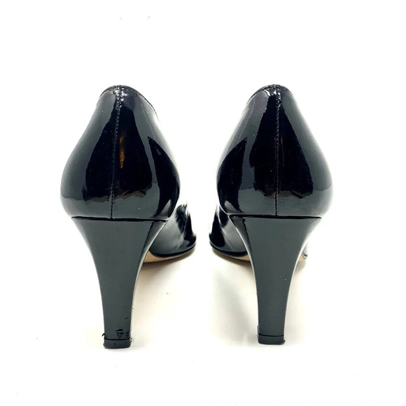 Stuart Weitzman Black Patent Leather Peep Toe Pump - Picture 5 of 8